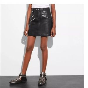Coach black leather skirt sz 0